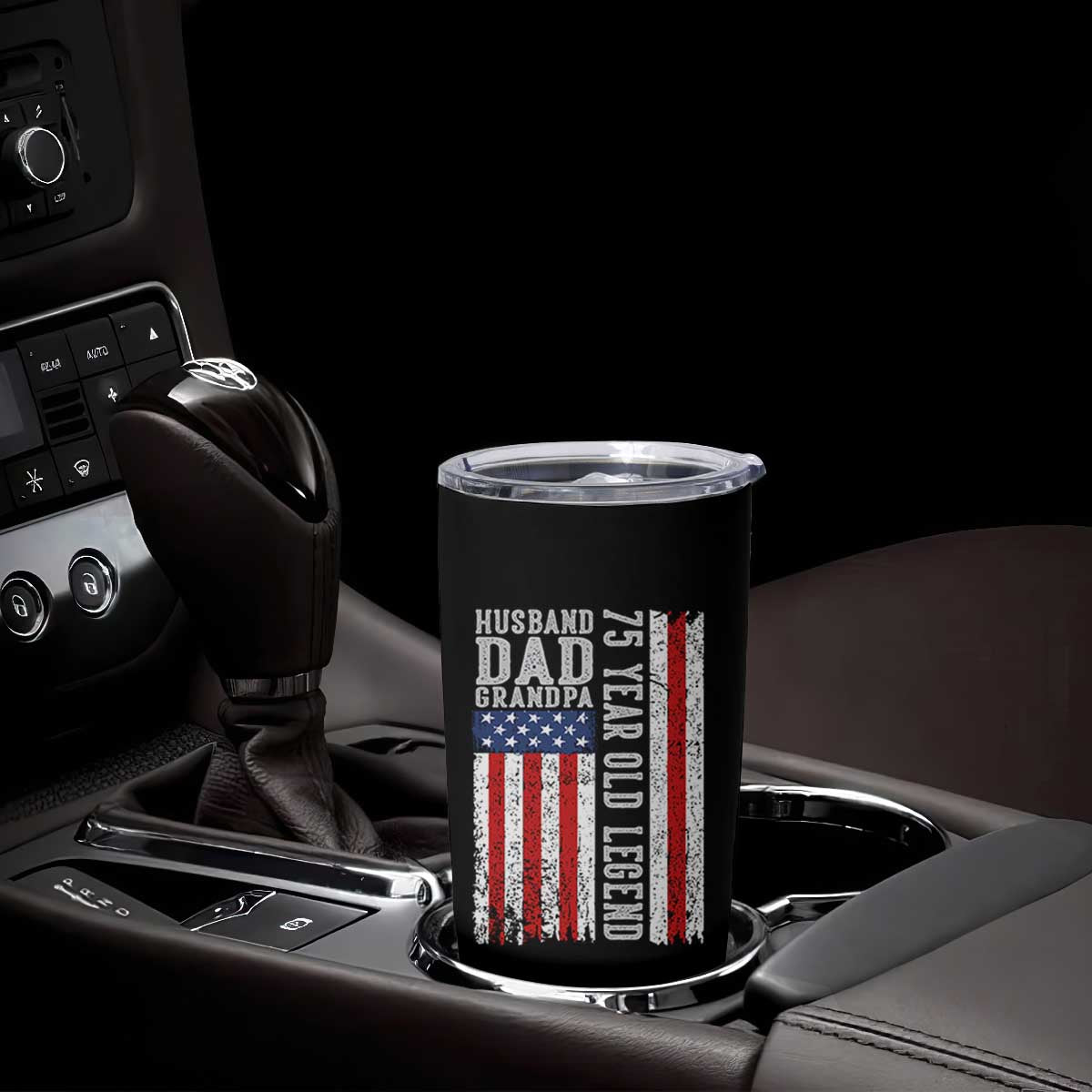 Husband Dad Grandpa 75 Year Old Legend Tumbler Cup American Flag Birthday Gift
