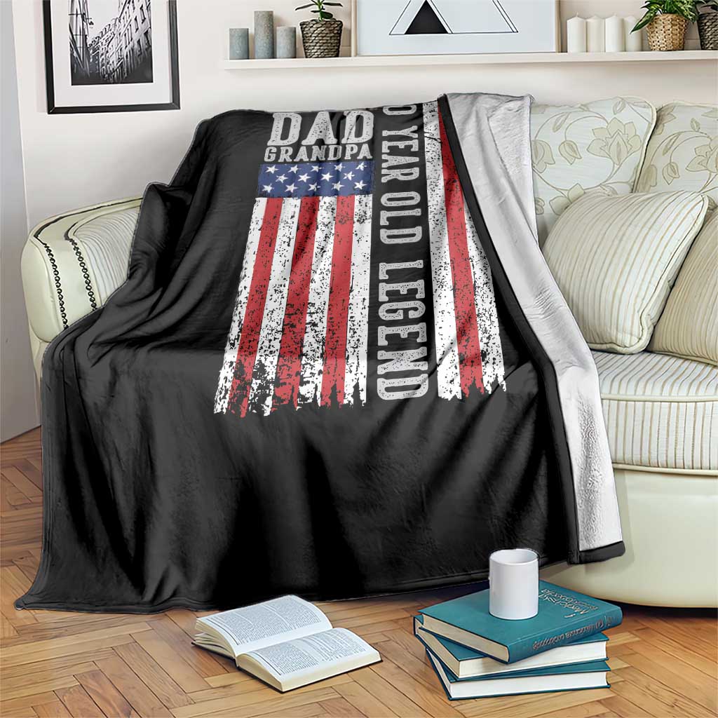 Husband Dad Grandpa 70 Year Old Legend Throw Blanket American Flag Birthday Gift