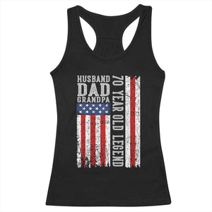 Husband Dad Grandpa 70 Year Old Legend Racerback Tank Top American Flag Birthday Gift