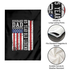 Husband Dad Grandpa 65 Year Old Legend Garden Flag American Flag Birthday Gift