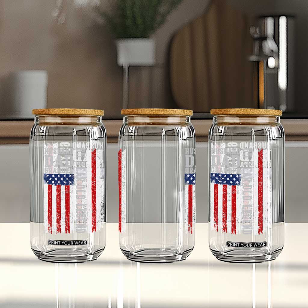 Husband Dad Grandpa 65 Year Old Legend Glass Can American Flag Birthday Gift