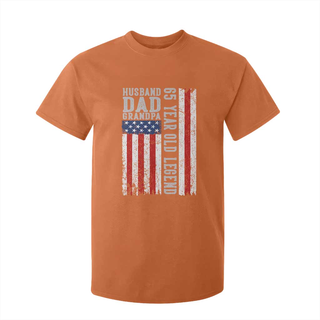 Husband Dad Grandpa 65 Year Old Legend T Shirt For Kid American Flag Birthday Gift