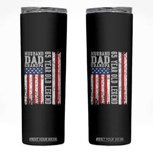 Husband Dad Grandpa 65 Year Old Legend Skinny Tumbler American Flag Birthday Gift