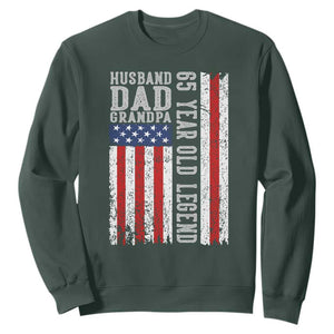 Husband Dad Grandpa 65 Year Old Legend Sweatshirt American Flag Birthday Gift