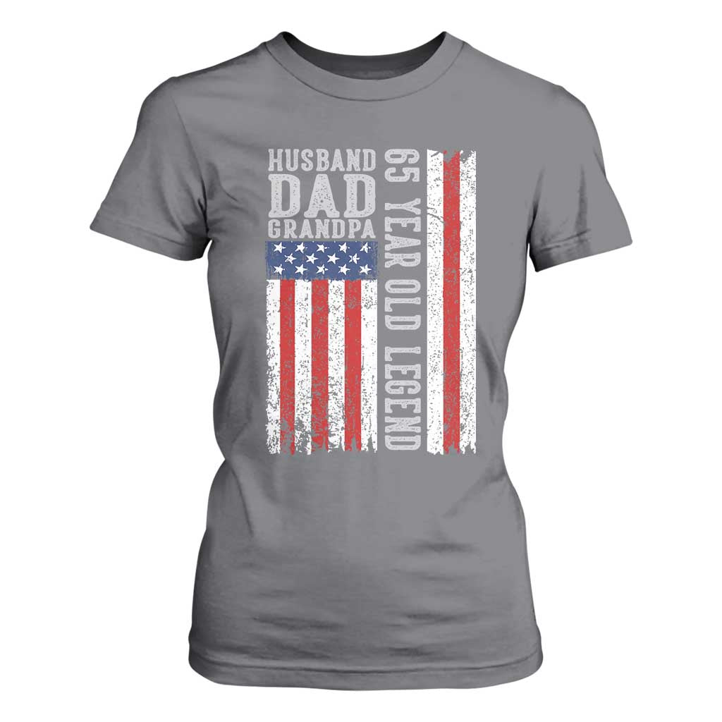 Husband Dad Grandpa 65 Year Old Legend T Shirt For Women American Flag Birthday Gift