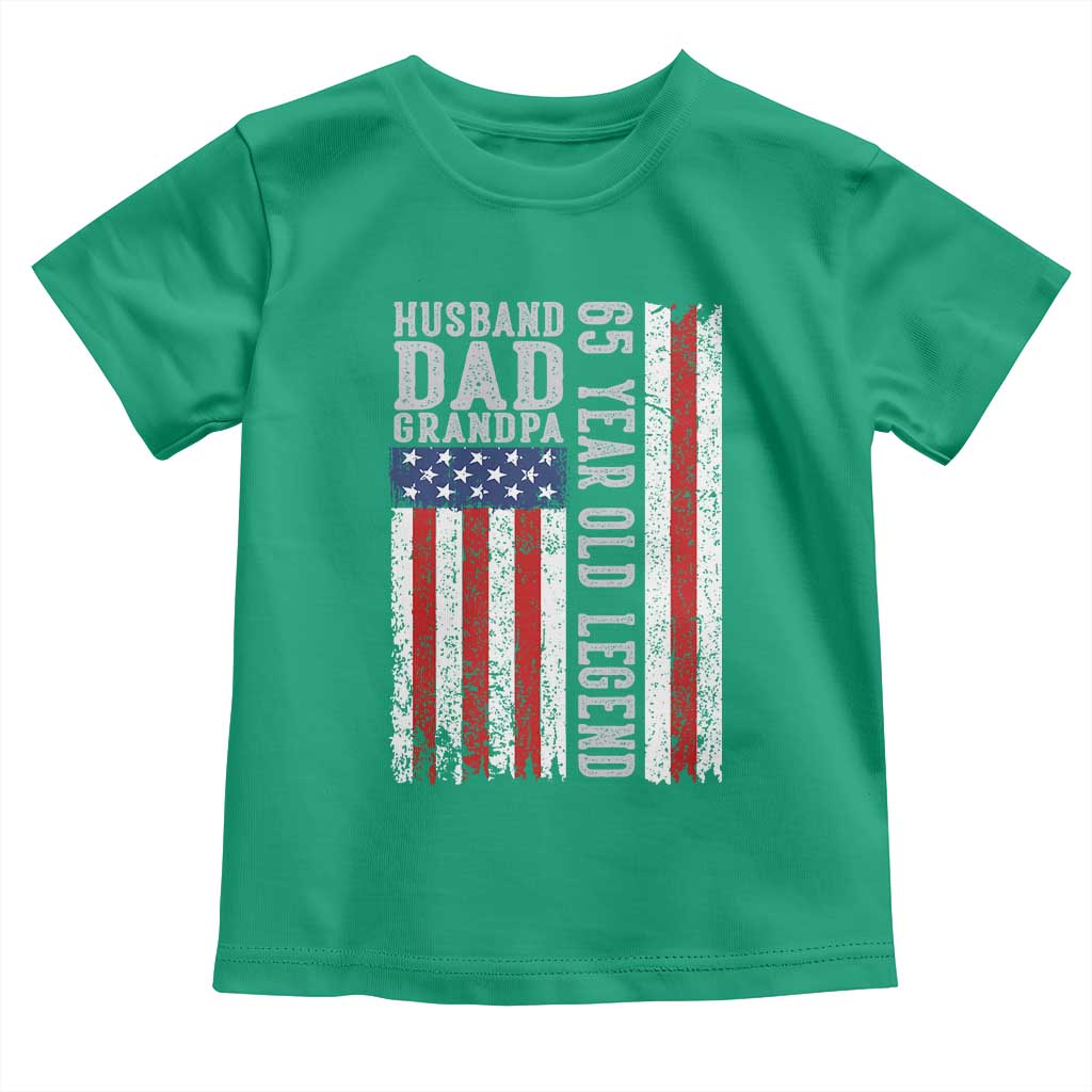 Husband Dad Grandpa 65 Year Old Legend Toddler T Shirt American Flag Birthday Gift
