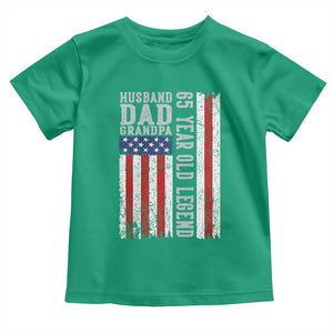 Husband Dad Grandpa 65 Year Old Legend Toddler T Shirt American Flag Birthday Gift