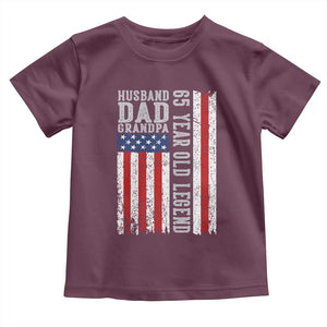 Husband Dad Grandpa 65 Year Old Legend Toddler T Shirt American Flag Birthday Gift