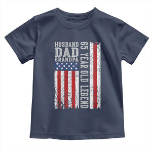 Husband Dad Grandpa 65 Year Old Legend Toddler T Shirt American Flag Birthday Gift