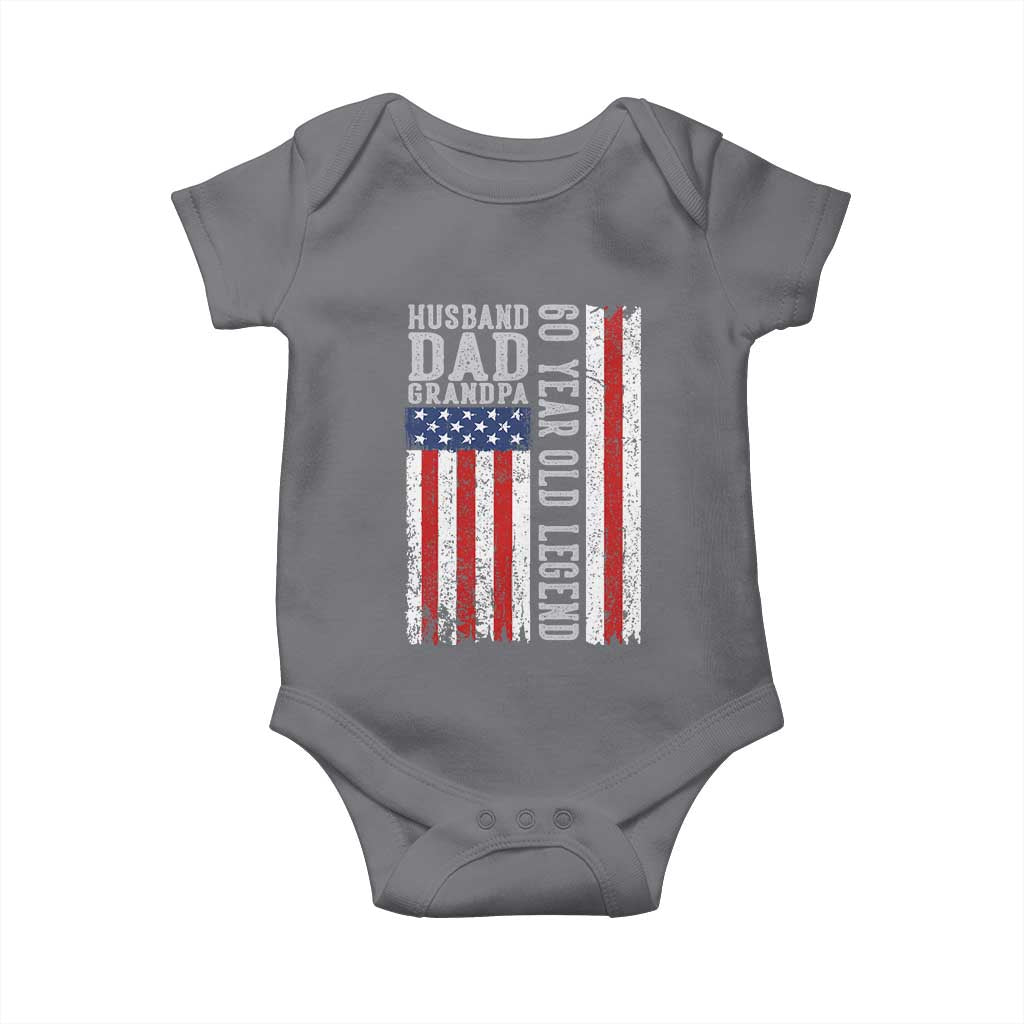 Husband Dad Grandpa 60 Year Old Legend Baby Onesie American Flag Birthday Gift