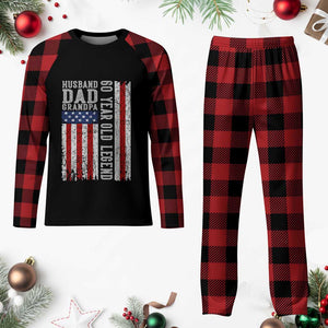 Husband Dad Grandpa 60 Year Old Legend Plaid Pajama Set American Flag Birthday Gift