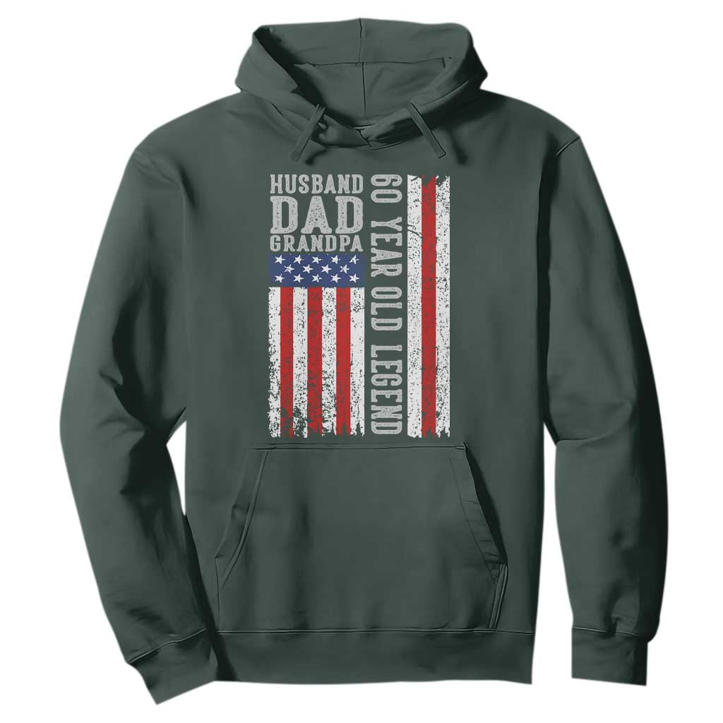 Husband Dad Grandpa 60 Year Old Legend Hoodie American Flag Birthday Gift