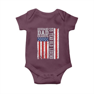 Husband Dad Grandpa 55 Year Old Legend Baby Onesie American Flag Birthday Gift