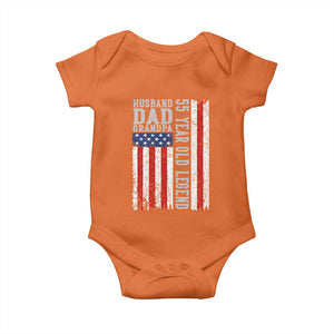 Husband Dad Grandpa 55 Year Old Legend Baby Onesie American Flag Birthday Gift