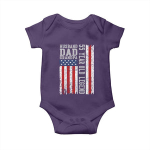 Husband Dad Grandpa 55 Year Old Legend Baby Onesie American Flag Birthday Gift