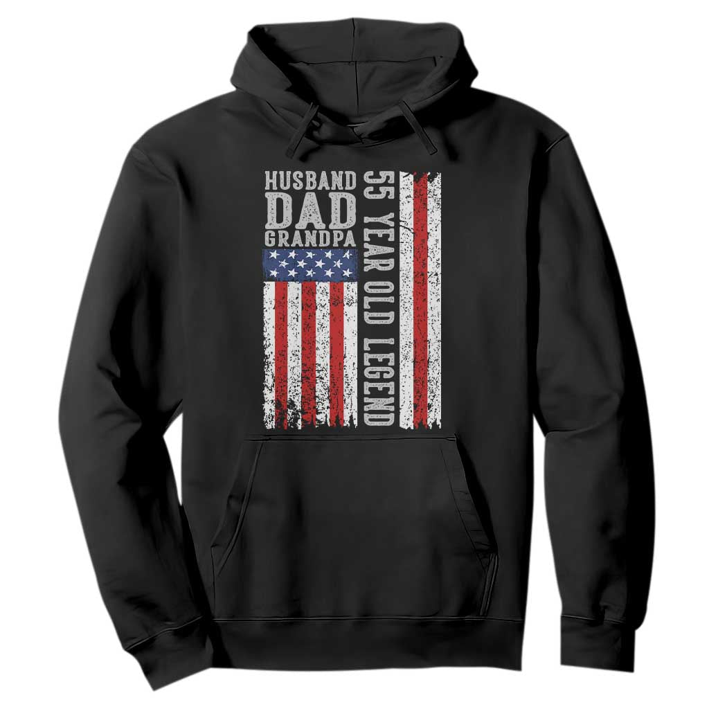 Husband Dad Grandpa 55 Year Old Legend Hoodie American Flag Birthday Gift TS12 Black Print Your Wear