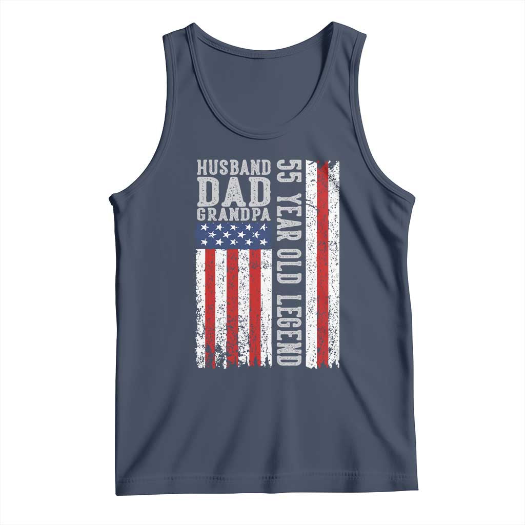 Husband Dad Grandpa 55 Year Old Legend Tank Top American Flag Birthday Gift