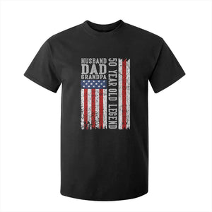 Husband Dad Grandpa 50 Year Old Legend T Shirt For Kid American Flag Birthday Gift