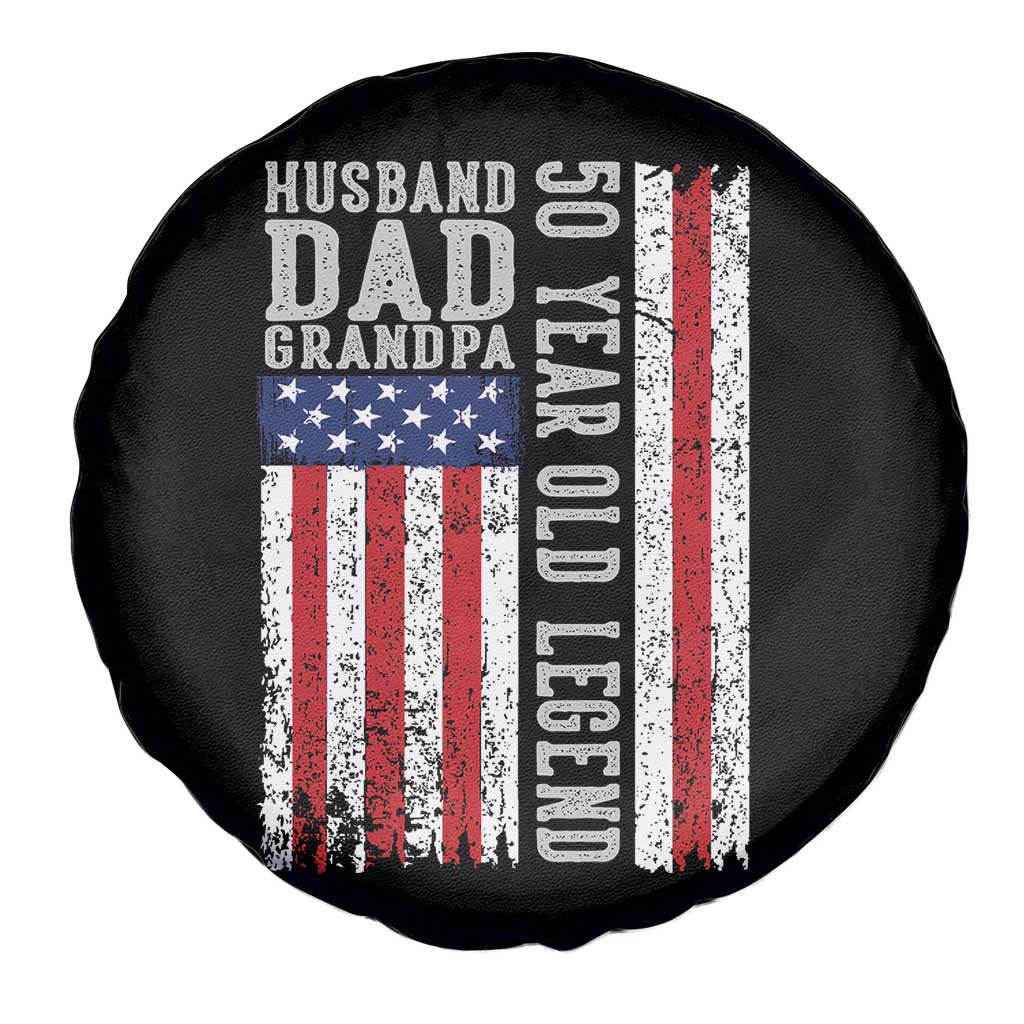 Husband Dad Grandpa 50 Year Old Legend Spare Tire Cover American Flag Birthday Gift