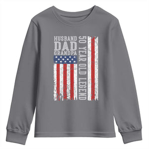 Husband Dad Grandpa 50 Year Old Legend Youth Sweatshirt American Flag Birthday Gift