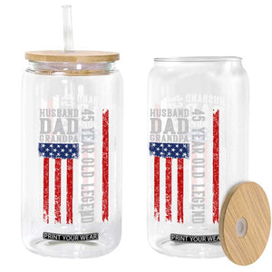 Husband Dad Grandpa 45 Year Old Legend Glass Can American Flag Birthday Gift