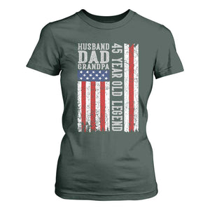 Husband Dad Grandpa 45 Year Old Legend T Shirt For Women American Flag Birthday Gift