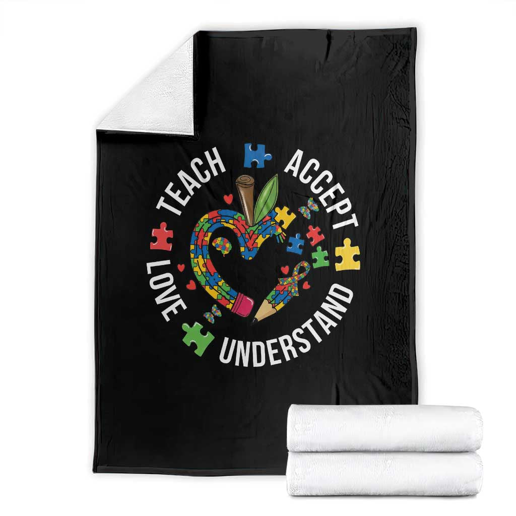Special Education Teacher Autism Throw Blanket Teach Accept Understand Love