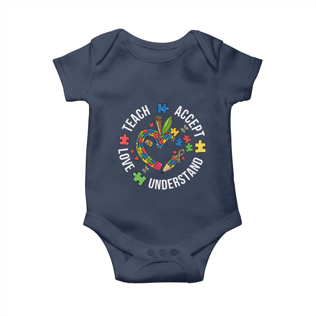 Special Education Teacher Autism Baby Onesie Teach Accept Understand Love