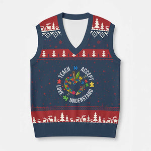 Special Education Teacher Autism V-Neck Knit Sweater Vest Teach Accept Understand Love