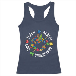 Special Education Teacher Autism Racerback Tank Top Teach Accept Understand Love