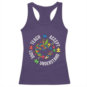Special Education Teacher Autism Racerback Tank Top Teach Accept Understand Love