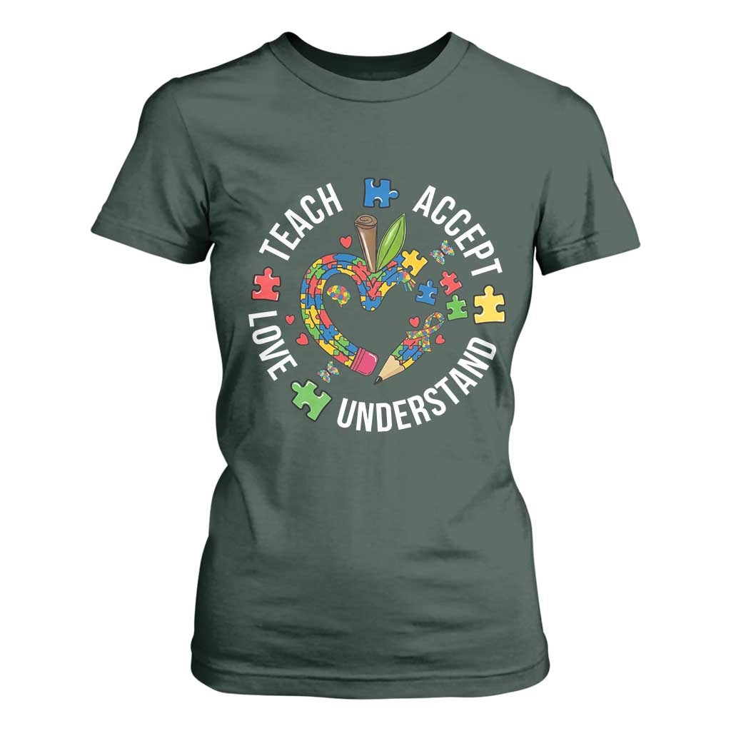 Special Education Teacher Autism T Shirt For Women Teach Accept Understand Love