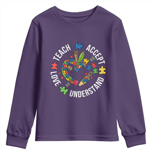 Special Education Teacher Autism Youth Sweatshirt Teach Accept Understand Love