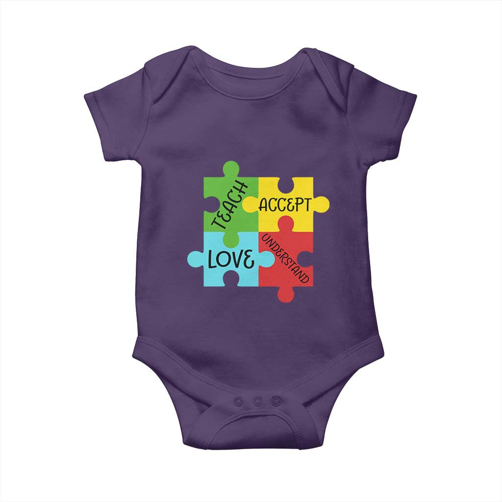 Special Ed Educator Autism Support Baby Onesie Teach Accept Understand Love