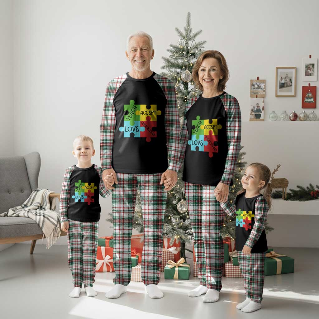 Special Ed Educator Autism Support Plaid Pajama Set Teach Accept Understand Love