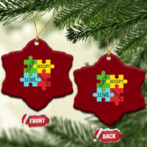 Special Ed Educator Autism Support Ceramic Ornament Teach Accept Understand Love