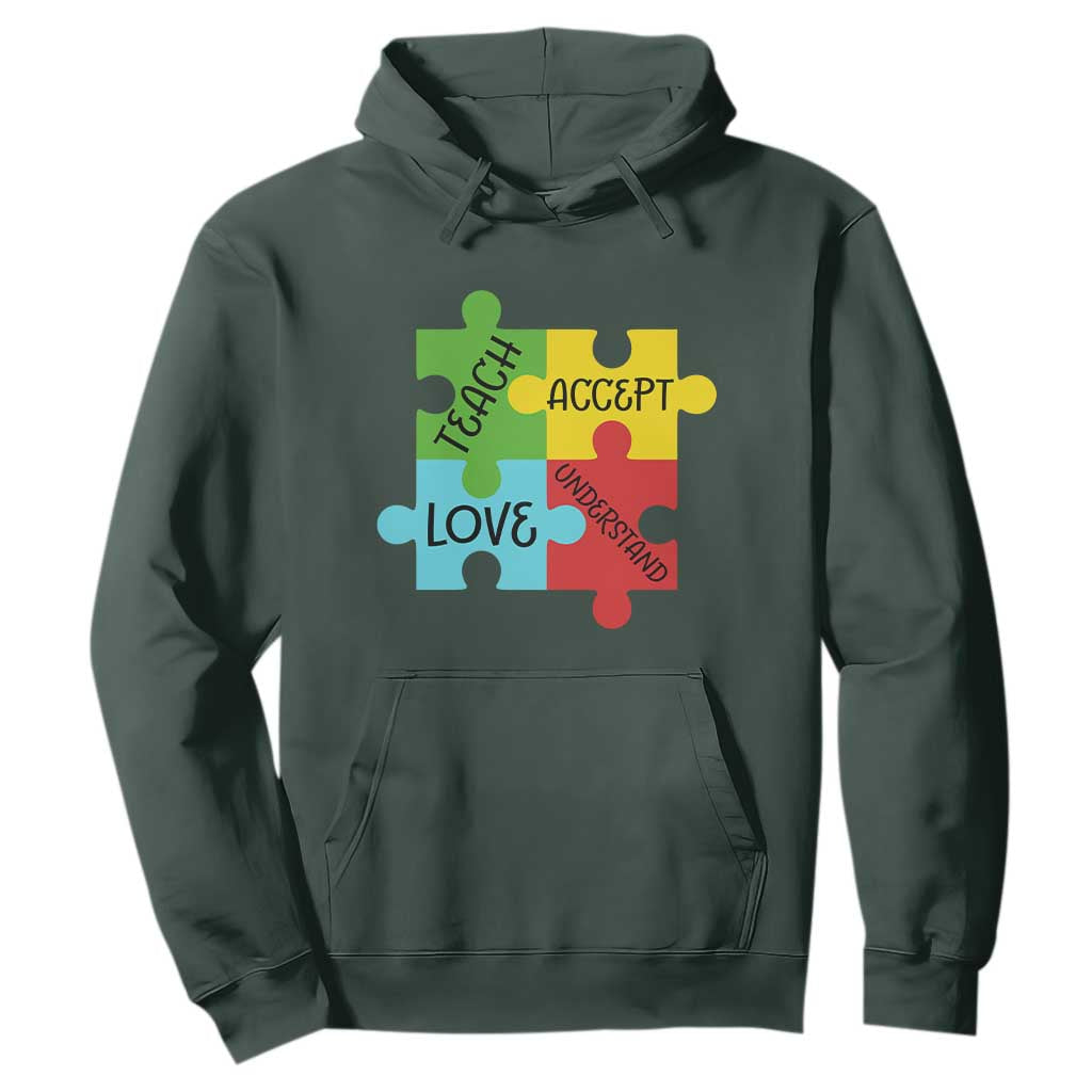 Special Ed Educator Autism Support Hoodie Teach Accept Understand Love