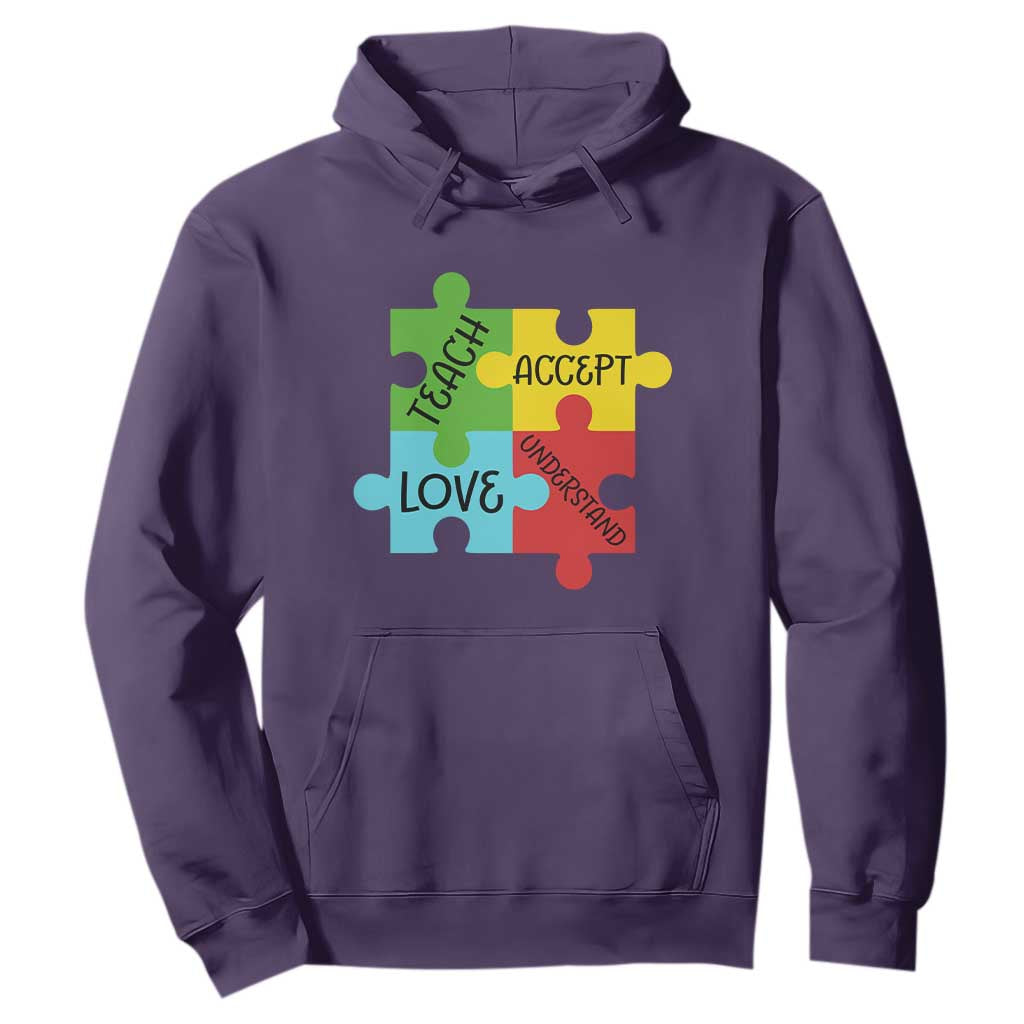 Special Ed Educator Autism Support Hoodie Teach Accept Understand Love