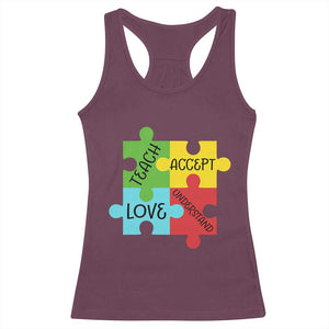 Special Ed Educator Autism Support Racerback Tank Top Teach Accept Understand Love