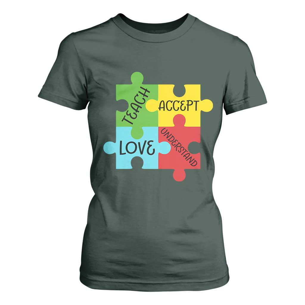 Special Ed Educator Autism Support T Shirt For Women Teach Accept Understand Love