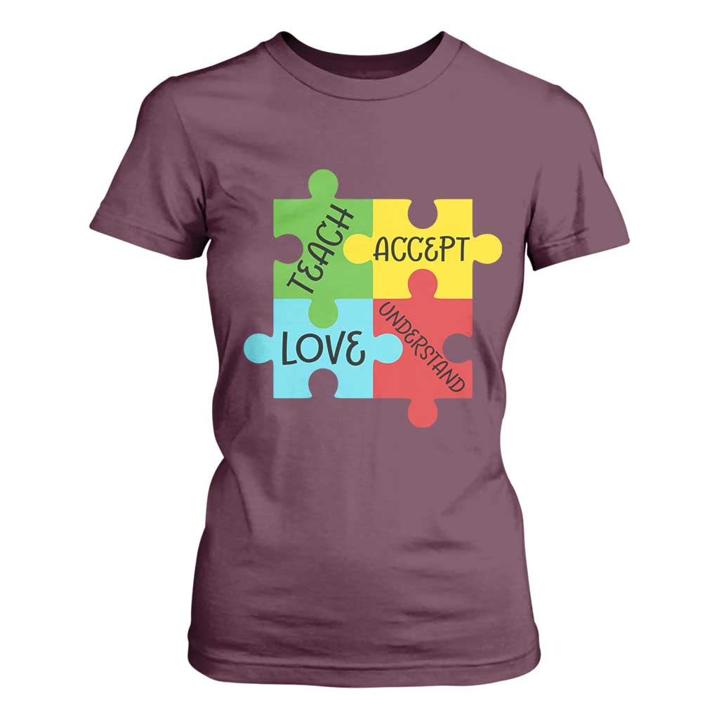 Special Ed Educator Autism Support T Shirt For Women Teach Accept Understand Love