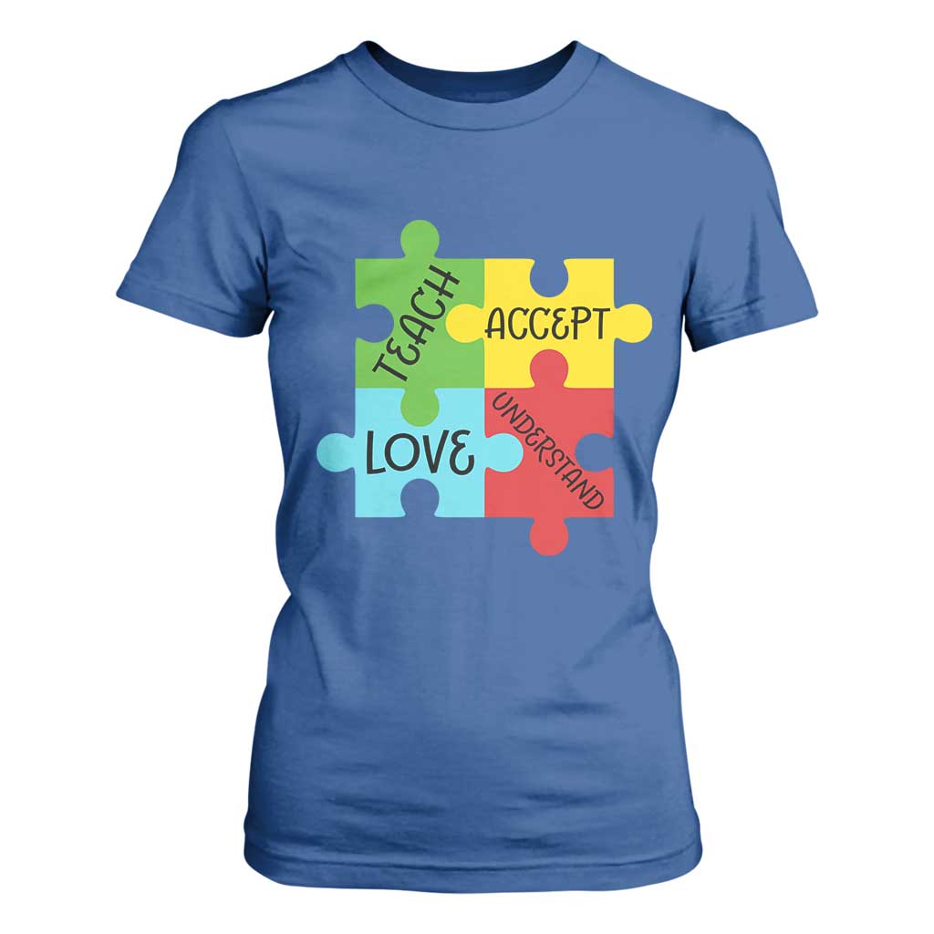 Special Ed Educator Autism Support T Shirt For Women Teach Accept Understand Love