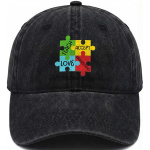 Special Ed Educator Autism Support Washed Cotton Baseball Cap Teach Accept Understand Love