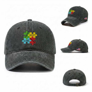 Special Ed Educator Autism Support Washed Cotton Baseball Cap Teach Accept Understand Love
