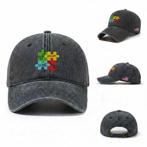 Special Ed Educator Autism Support Washed Cotton Baseball Cap Teach Accept Understand Love