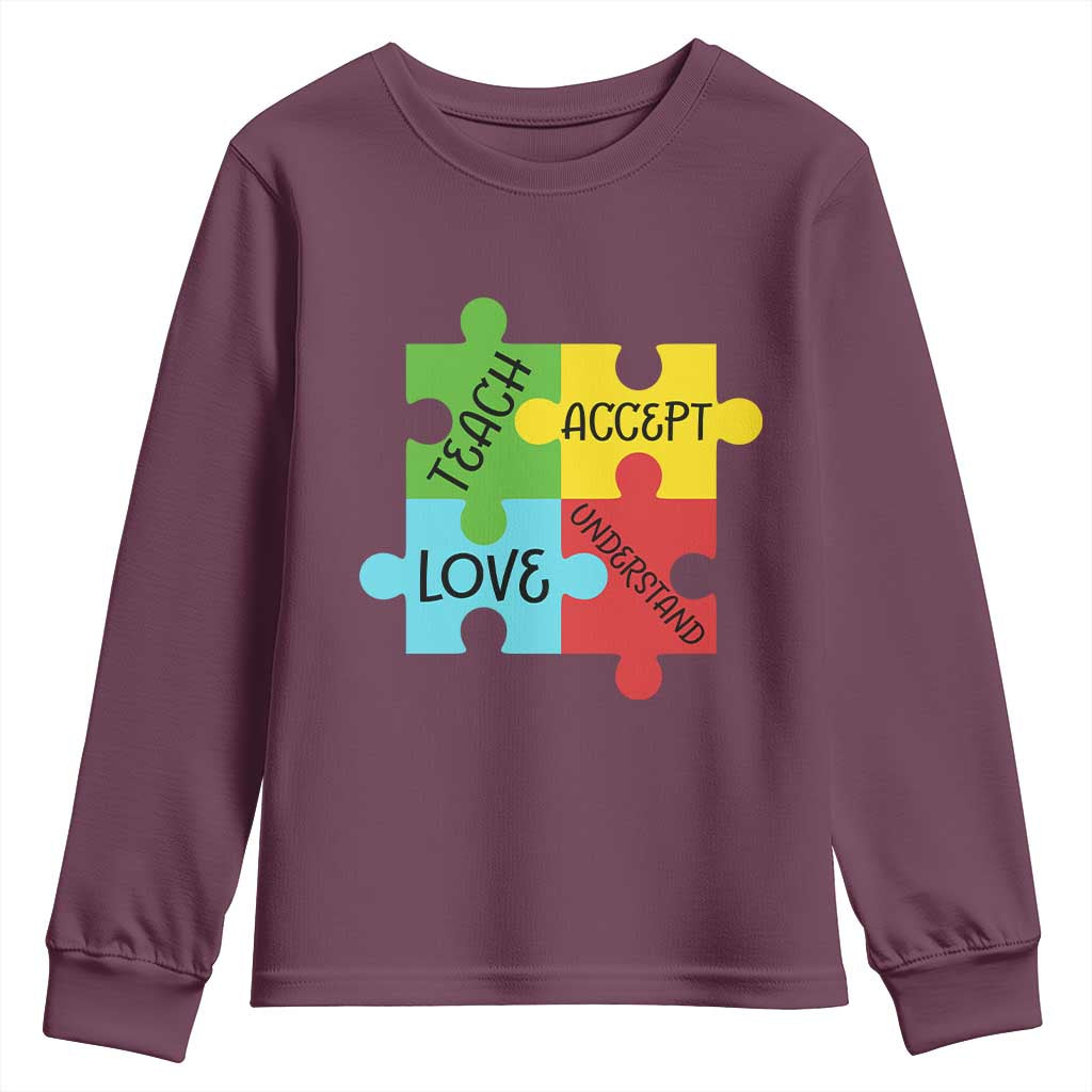 Special Ed Educator Autism Support Youth Sweatshirt Teach Accept Understand Love