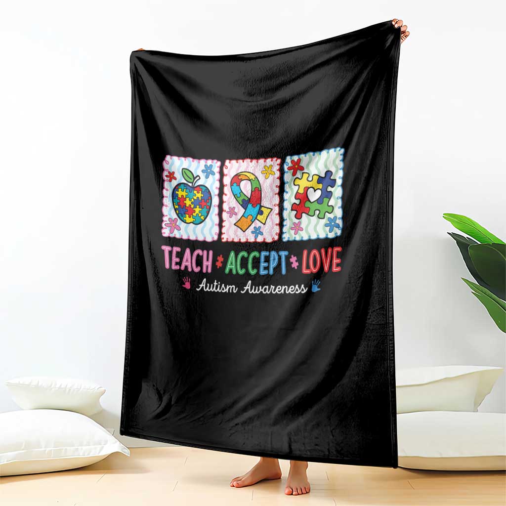 Autism Acceptance Support Throw Blanket Teach Accept Love