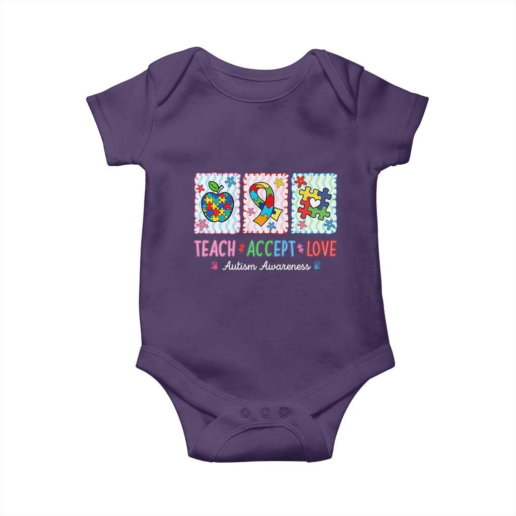 Autism Acceptance Support Baby Onesie Teach Accept Love