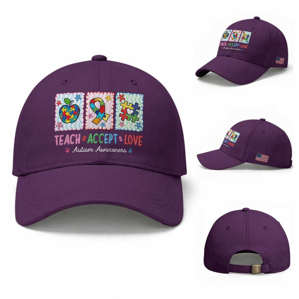 Autism Acceptance Support Baseball Cap Teach Accept Love