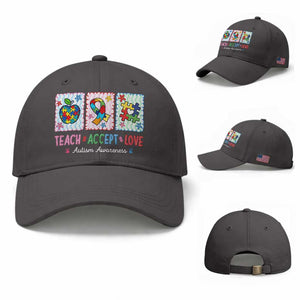 Autism Acceptance Support Baseball Cap Teach Accept Love